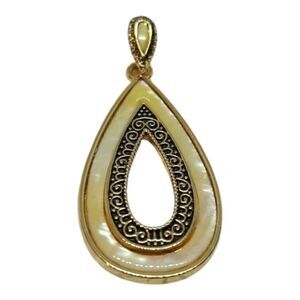Lia Sophia Pendant TearDrop Mother of Pearl Gold Open Center Pendant